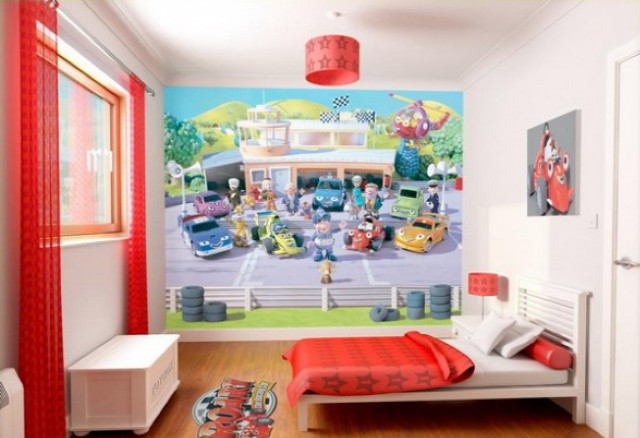Bedroom mural cars bed window free wallpaper - medium preview image