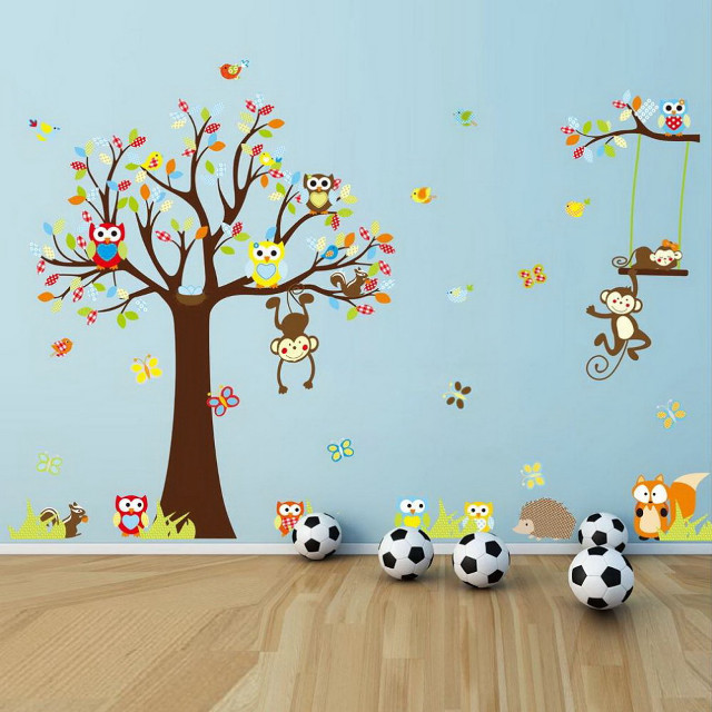 Wall tree monkeys soccer ball free wallpaper - medium preview image