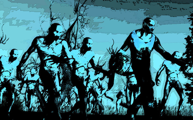 Zombies walking forest trees dead free wallpaper - medium preview image