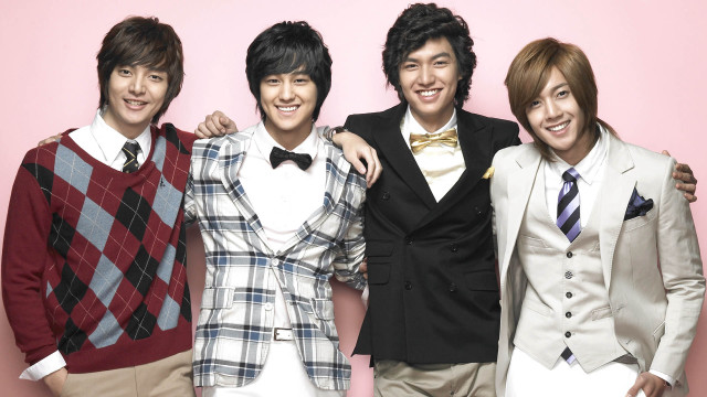 Asian men group pink wall free wallpaper - medium preview image