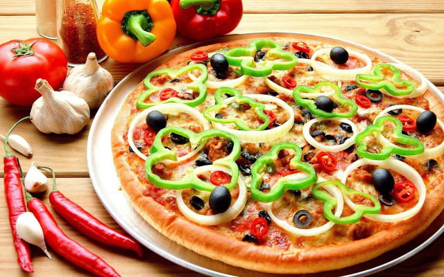 Pizza peppers delicious cheesy fresh free wallpaper - medium preview image
