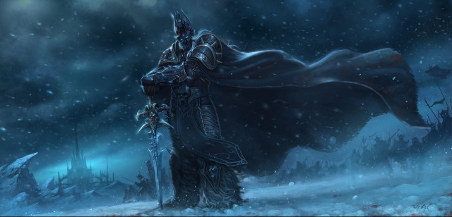 Man black cloak sword snowy free wallpaper - medium preview image