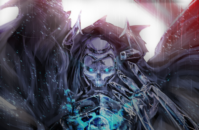 Demon blue eyes horns wings free wallpaper - medium preview image