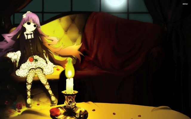 Cartoon girl couch candle lamp free wallpaper - medium preview image