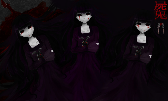 Gothic bloodied woman rose knife free wallpaper - medium preview image