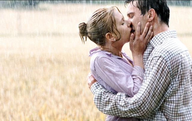 Man woman kissing wheat field free wallpaper - medium preview image