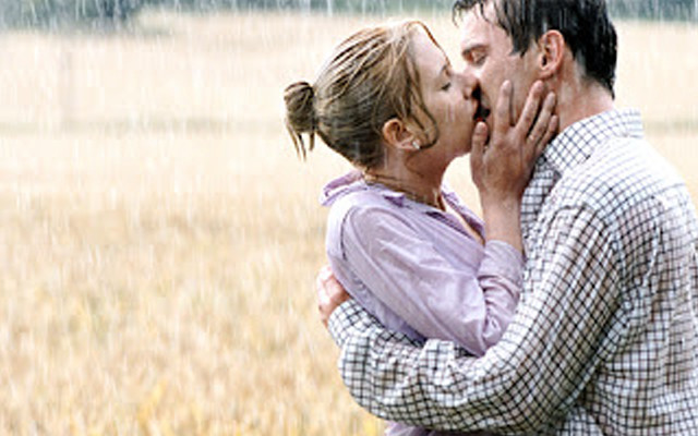 Man woman kissing rain field #2 free wallpaper - medium preview image