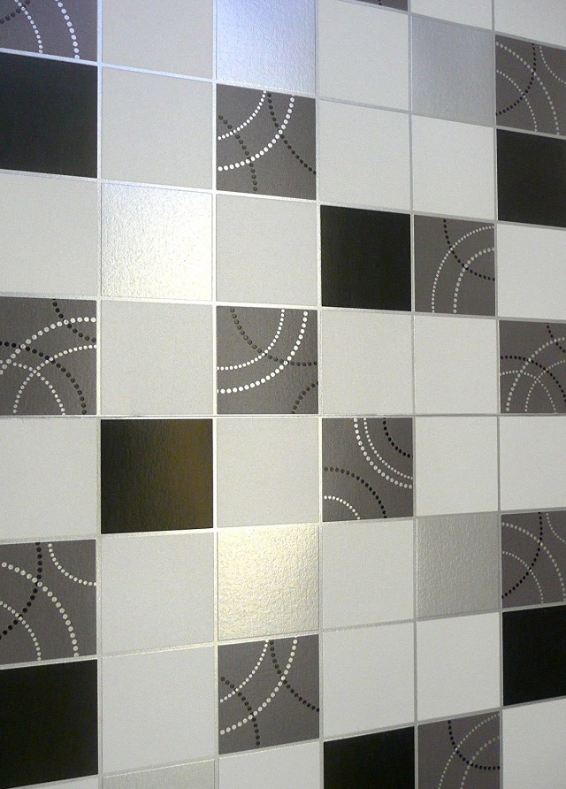 Bathroom wall black white pattern free wallpaper - medium preview image