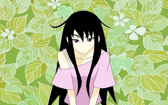Girl black hair flower leaves free wallpaper - medium preview image