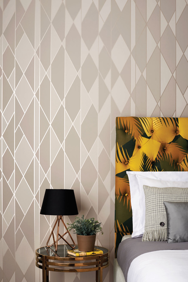 Bed lamp wall pattern plant free wallpaper - medium preview image
