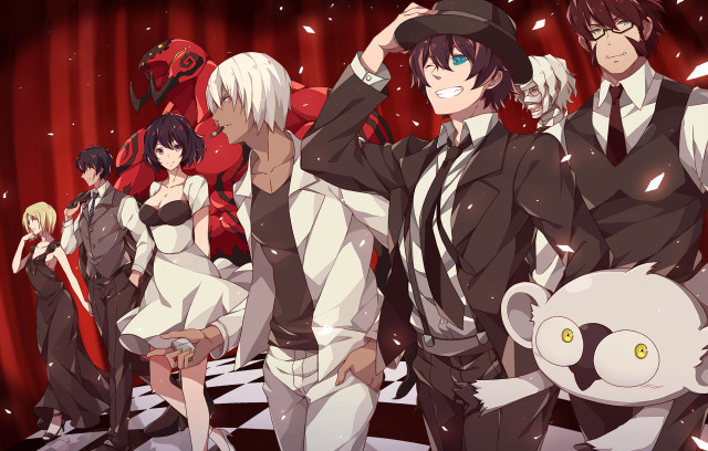 Group people red curtain koala free wallpaper - medium preview image