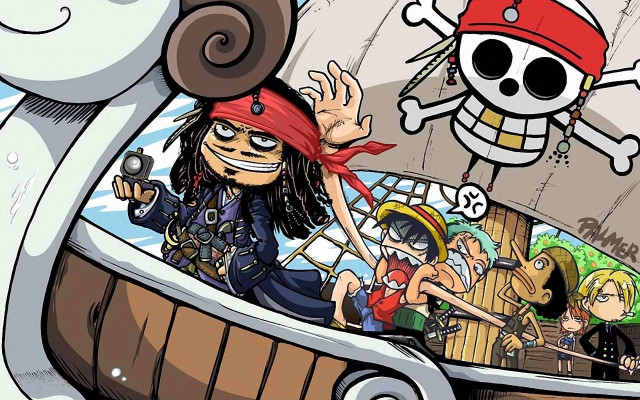 Cartoon pirate ship pirate skeleton free wallpaper - medium preview image