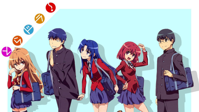 Anime characters group blue background #10 free wallpaper - medium preview image