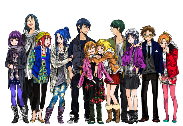 Anime characters group arms around #12 free wallpaper - medium preview image