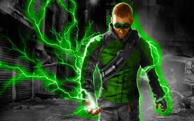 Man green suit green lightning free wallpaper - medium preview image