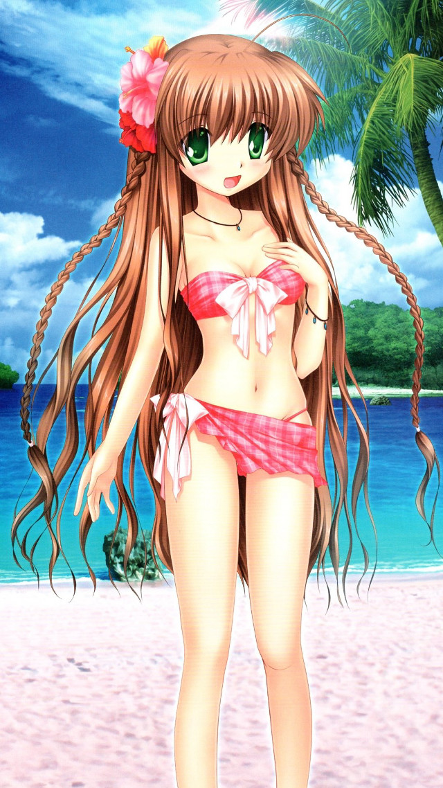 Girl beach palm sky bikini free wallpaper - medium preview image