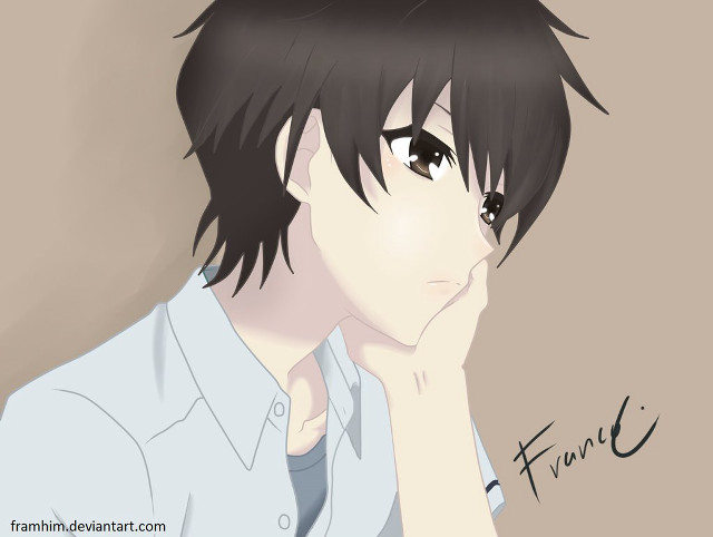 Man black hair white shirt free wallpaper - medium preview image