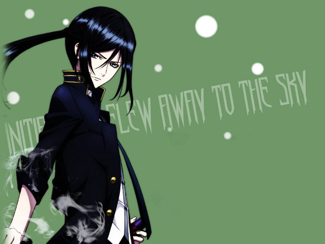 Anime girl ponytail black dress free wallpaper - medium preview image