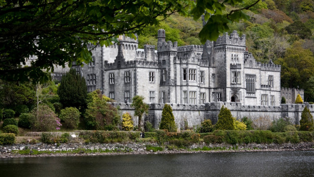 Gothic castle lake trees hill free wallpaper - medium preview image
