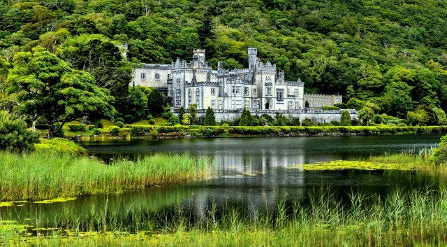 Castle hillside lake forest gothic free wallpaper - medium preview image