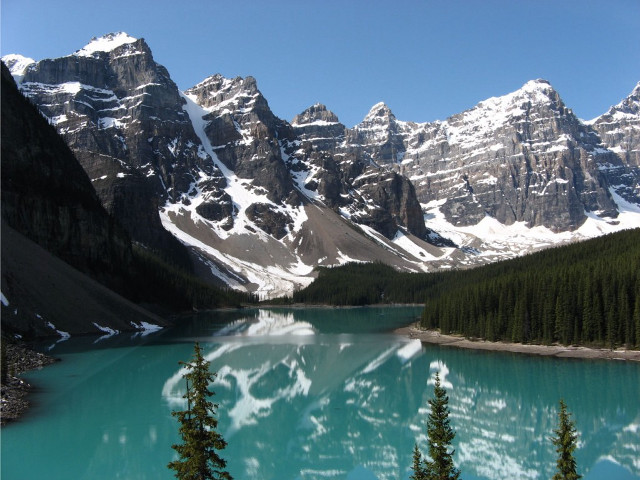 Mountain lake trees snow blue #7 free wallpaper - medium preview image