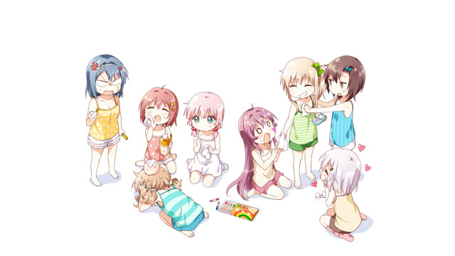 Anime girls group white background #13 free wallpaper - medium preview image