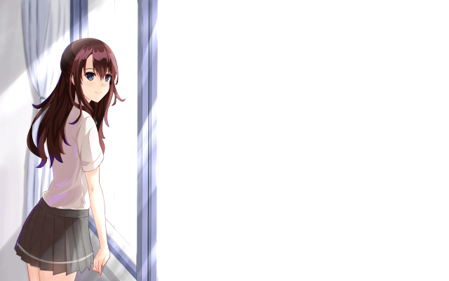 Girl standing window hand hip free wallpaper - medium preview image