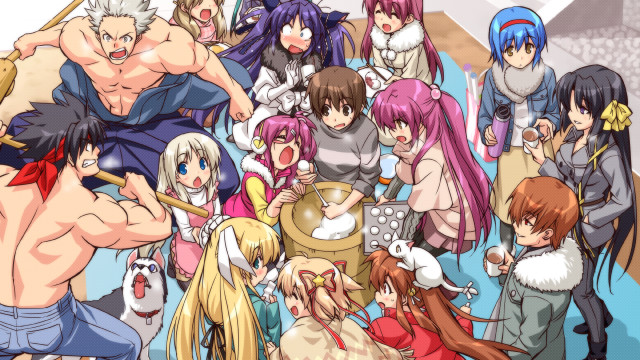 Anime characters group colored hair free wallpaper - medium preview image