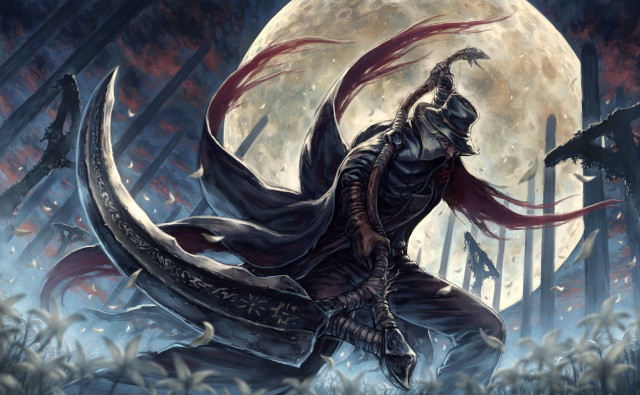 Man armor sword full moon free wallpaper - medium preview image