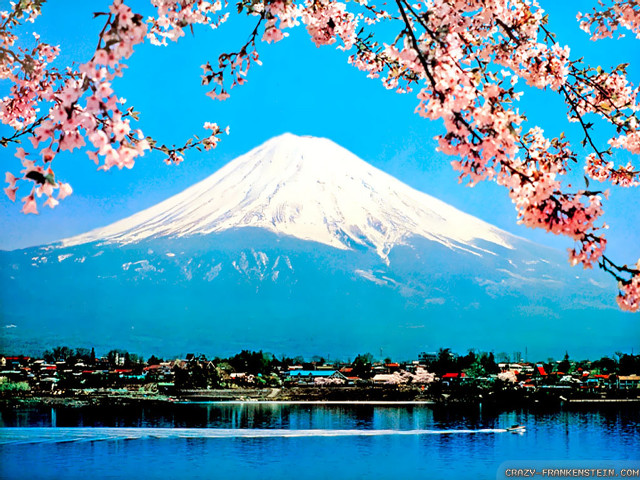 Mountain lake boat flowers sky free wallpaper - medium preview image