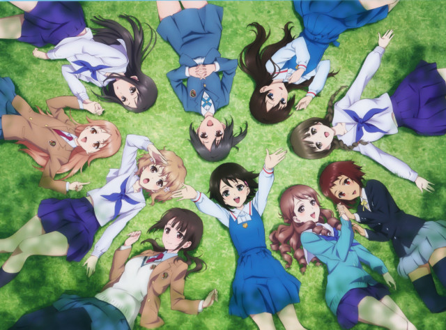 Group people green field arms free wallpaper - medium preview image