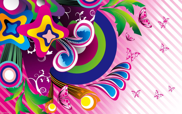 Colorful abstract background butterflies flowers free wallpaper - medium preview image