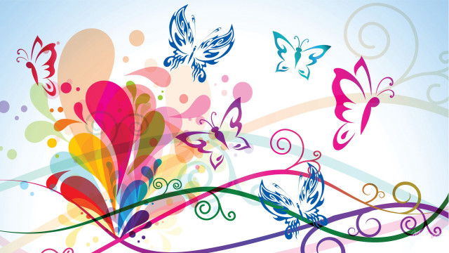 Colorful background butterflies swirls side free wallpaper - medium preview image