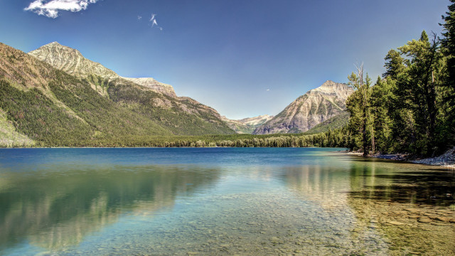 Lake mountains trees clear sky #4 free wallpaper - medium preview image
