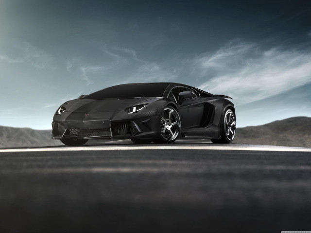 Black sports car desert road free wallpaper - medium preview image