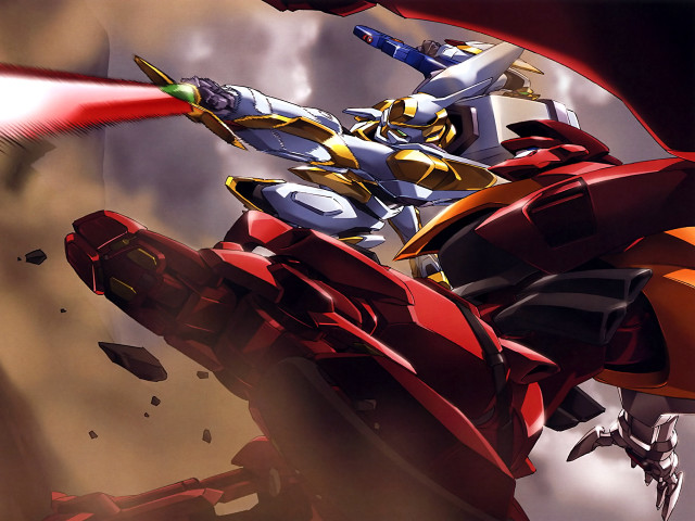 Robot fighting robot red lightsaber free wallpaper - medium preview image