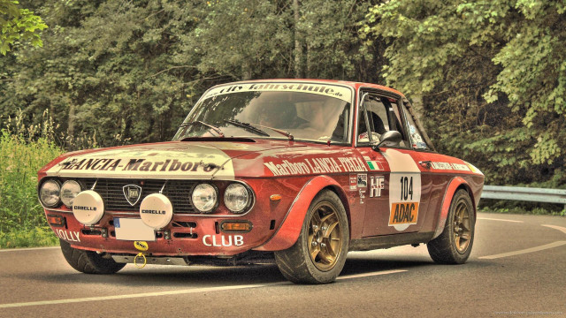 Red car driving road forest #5 free wallpaper - medium preview image