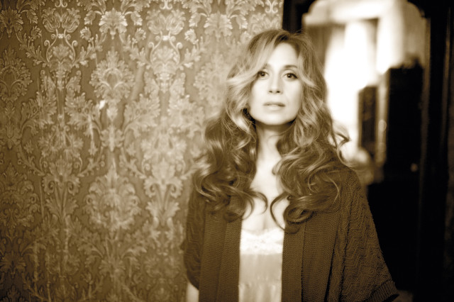 Woman standing wall curtain behind free wallpaper - medium preview image