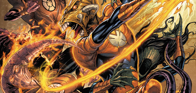 Comic character fighting demon fire free wallpaper - medium preview image