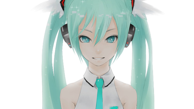 Girl green hair headphones tie free wallpaper - medium preview image