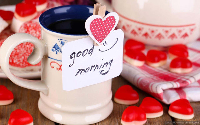 Coffee good morning hearts table free wallpaper - medium preview image