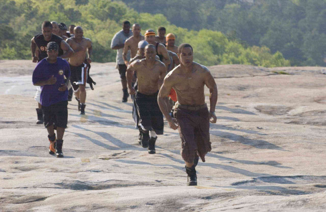 Men running rocky trail woods free wallpaper - medium preview image