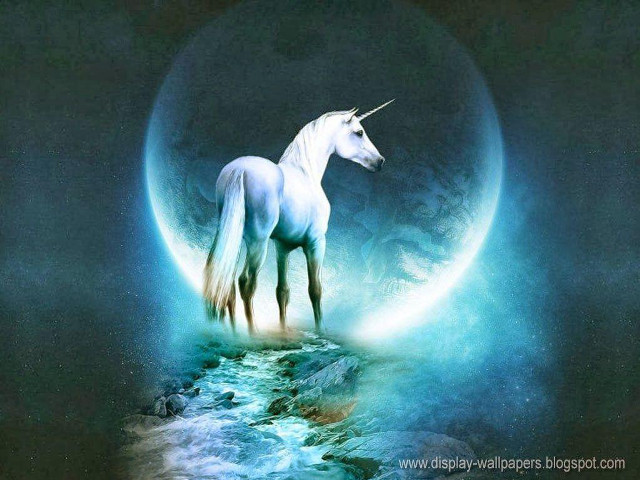 Unicorn rock ocean moon blue free wallpaper - medium preview image