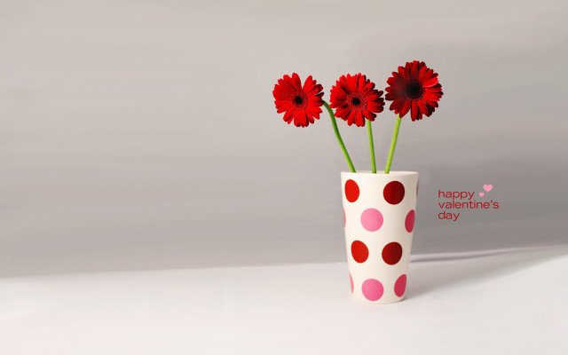Vase red flowers valentines typographic free wallpaper - medium preview image