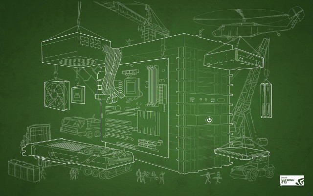 Green drawing building green background free wallpaper - medium preview image