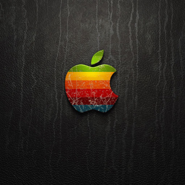 Apple logo black leather rainbow free wallpaper - medium preview image