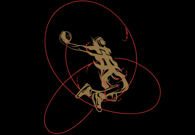 Basketball player air red lines free wallpaper - medium preview image