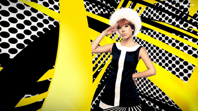 Woman white hair yellow black free wallpaper - medium preview image