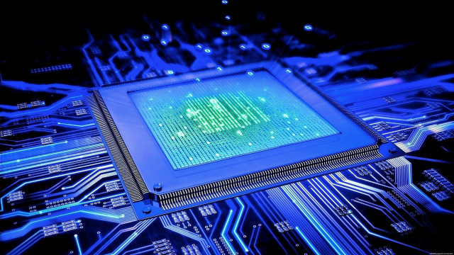 Computer chip blue background green #3 free wallpaper - medium preview image