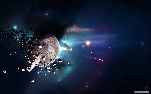 Space scene large object small free wallpaper - medium preview image